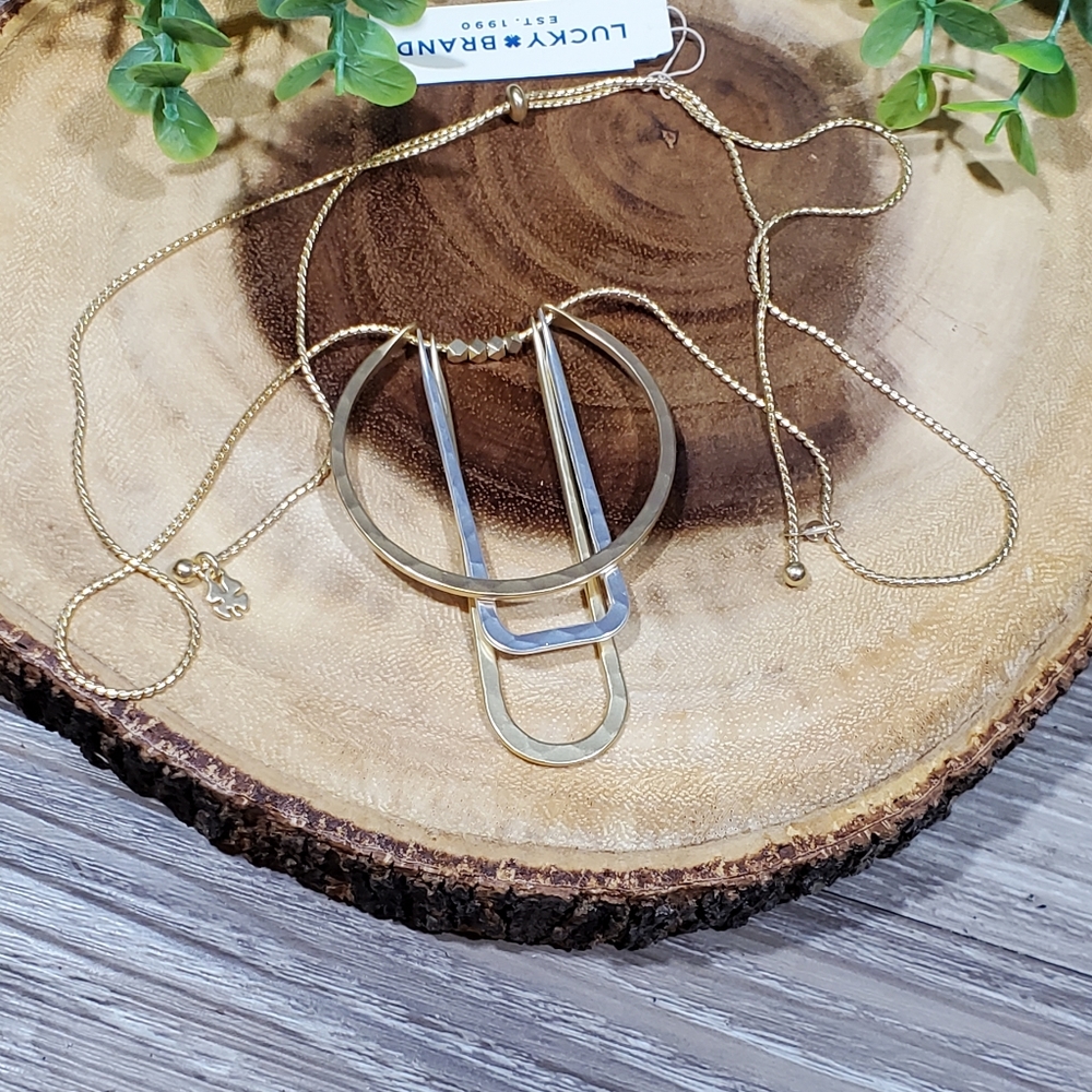 Lucky brand mixed metal long necklace - like new!!
